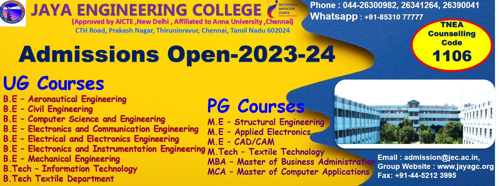 Jaya Engineering College, Top Engineering College, Best Engineering